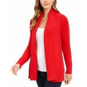 Charter Club Shawl-Collar Open-Front Cardig Ravishing Red XXL